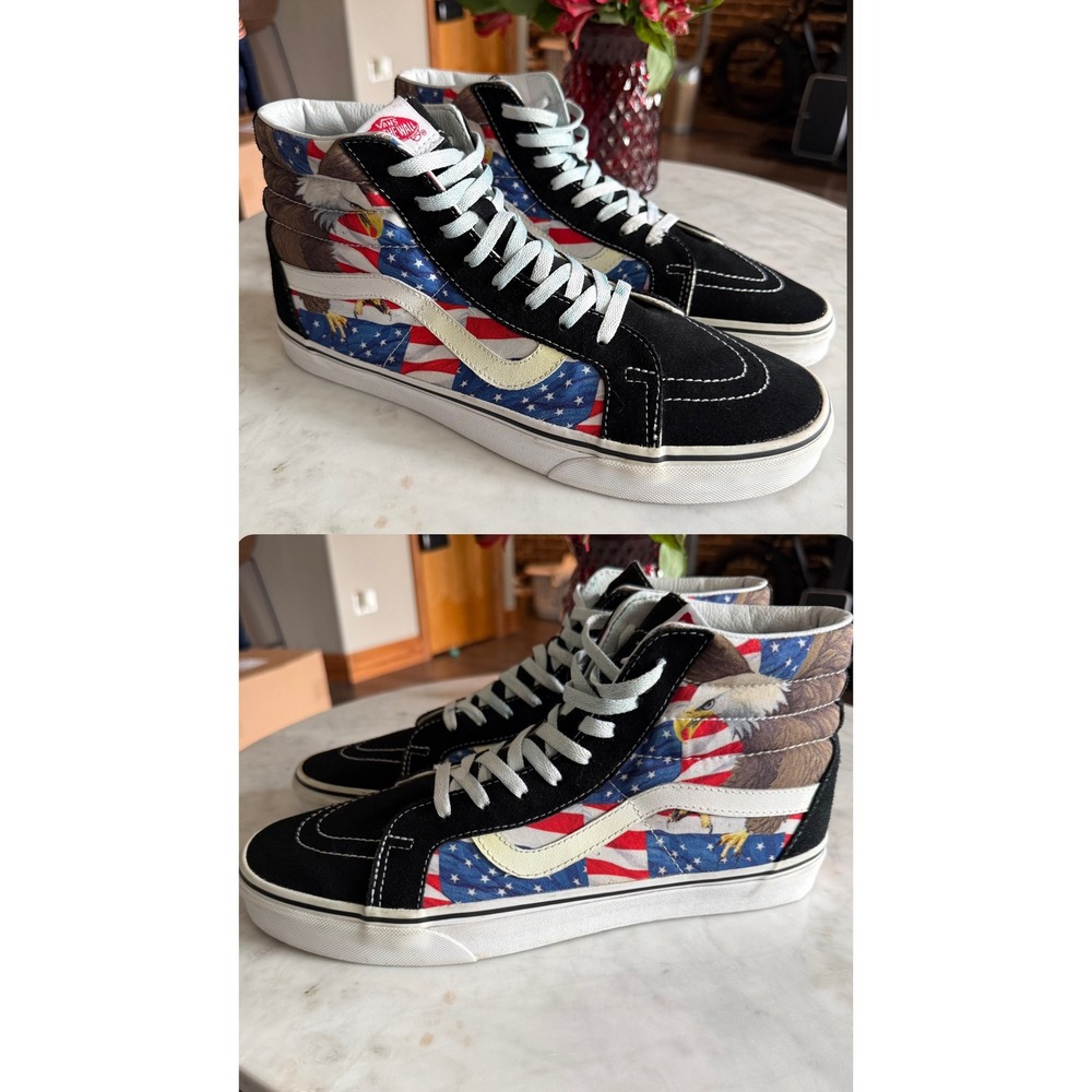 Vans Sk8-Hi Reissue Free Bird American Flag Eagle Sneakers - Size 12